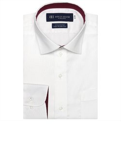 【超形態安定】 ワイドカラー 長袖ワイシャツ 綿100%