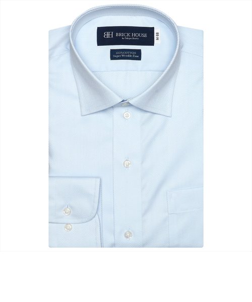 【超形態安定・大きいサイズ】 ワイドカラー 長袖ワイシャツ 綿100%