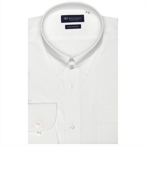 【透け防止】 形態安定 タブカラー 綿100% 長袖 ワイシャツ