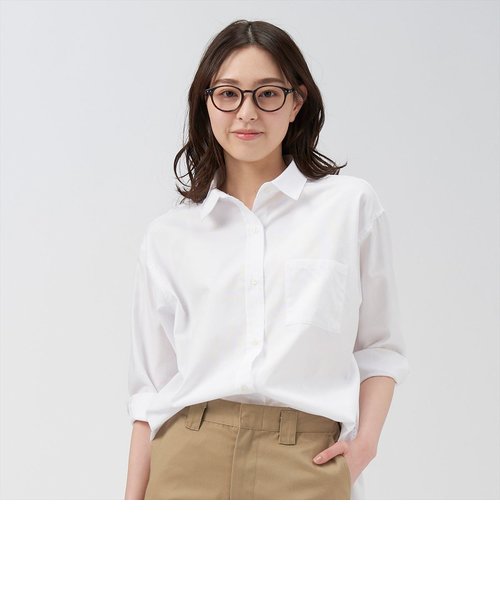 【Pitta Re:)】 イージーケアワイドシャツ 八分袖 カジュアルシャツ