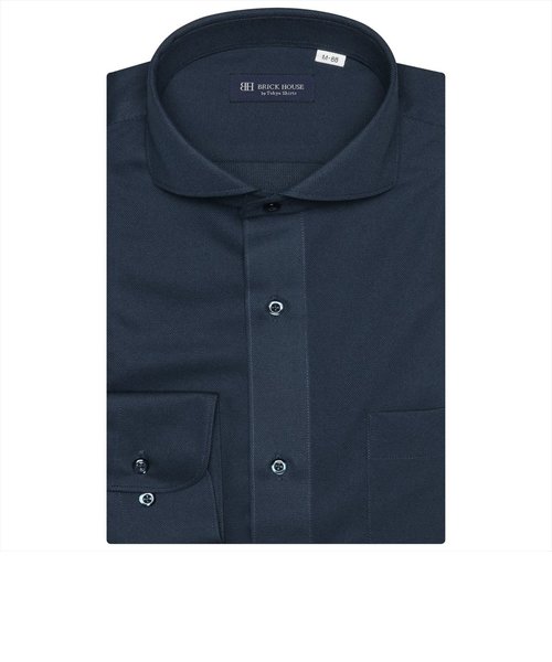 【大きいサイズ・ストレッチ】 形態安定 ホリゾンタルワイドカラー 長袖ニットシャツ
