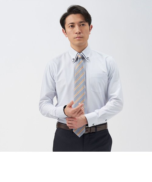 【ストレッチ】 形態安定 ボタンダウンカラー 長袖ニットシャツ