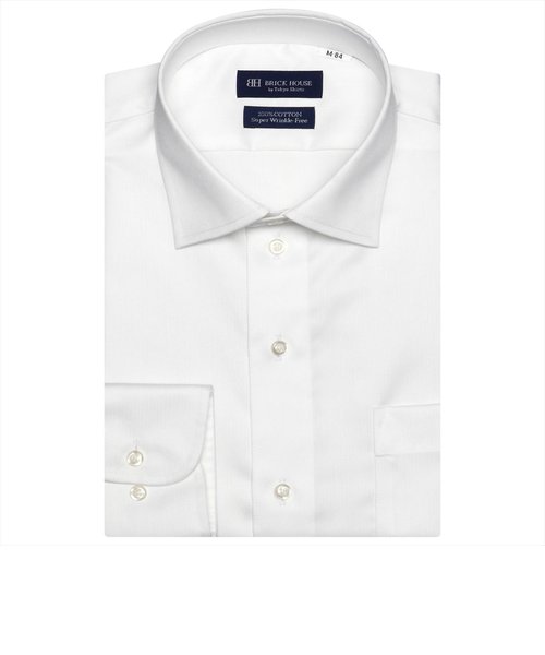 【超形態安定】 ワイドカラー 綿100% 長袖 ワイシャツ BM01I104AA16W4V-90