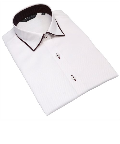 形態安定 ワイド衿 七分袖 レディースシャツ