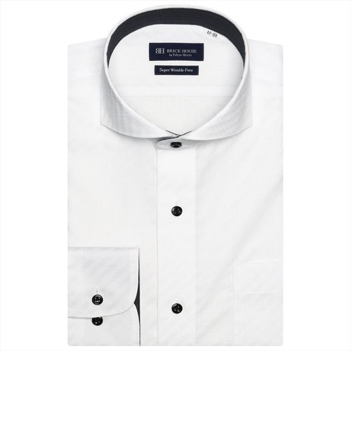【超形態安定・大きいサイズ】 ホリゾンタルワイドカラー 長袖 ワイシャツ