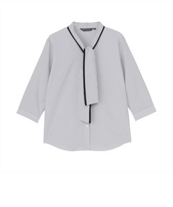 【デザイン】 COFREX 配色ボウタイ付き 七分袖 レディースシャツ