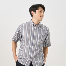 【Pitta Re:)】 カジュアルシャツ Wガーゼ ボタンダウン 半袖 綿100% メンズ