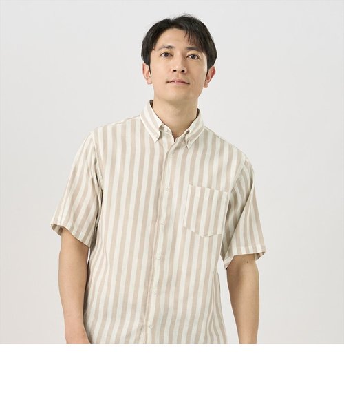 【Pitta Re:)】 カジュアルシャツ Wガーゼ ボタンダウン 半袖 綿100% メンズ