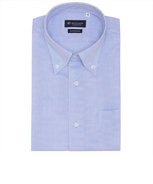 【Wガーゼ】 ボタンダウン 半袖 形態安定 ワイシャツ 綿100%