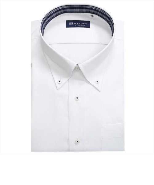 【透け防止・大きいサイズ】 ボタンダウン 半袖 形態安定 ワイシャツ