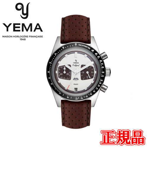正規品 YEMA イエマ ラリーグラフ ブラウンパンダ クォーツ メンズ腕時計 クロノグラフ レザー YMHF1572-UU