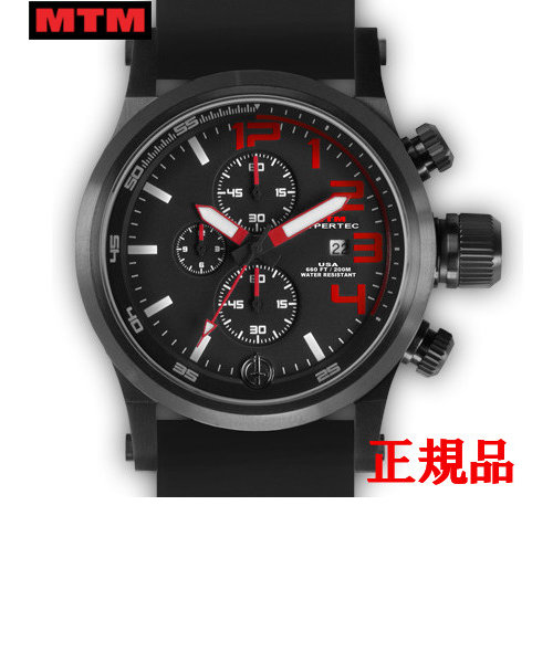 MTM エムティーエム HYPERTEC CHRONO 3A Black Red Dial - Black Rubber II メンズ腕時計 クォーツ HC3-SB4-RED1-BR2B-A