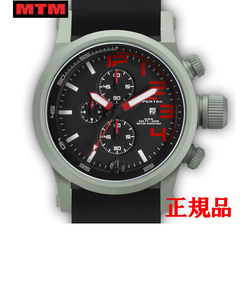 MTM エムティーエム HYPERTEC CHRONO 3A Grey Red Dial - Black Rubber II メンズ腕時計 クォーツ HC3-SG4-RED1-BR2S-A