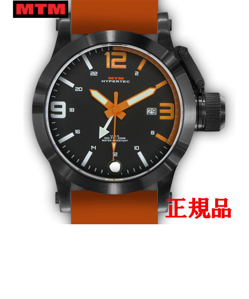 MTM エムティーエム HYPERTEC 44 BLACK - ORANGE DIAL - ORANGE RUBBER II メンズ腕時計 クォーツ HYP-SB4-ORNG-OR2B-A