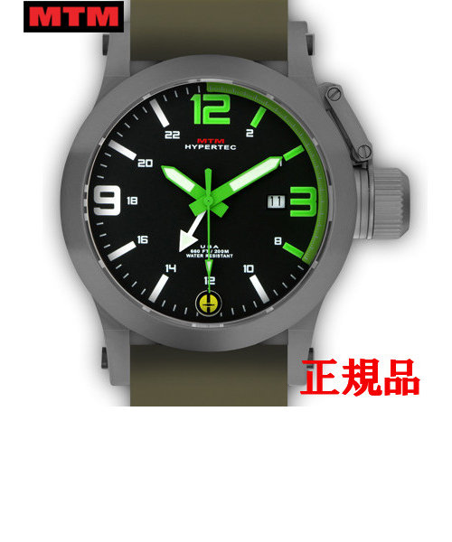 MTM エムティーエム HYPERTEC 44 GREY - GREEN DIAL - GREEN RUBBER II メンズ腕時計 クォーツ HYP-SG4-GRN1-GN2S-A