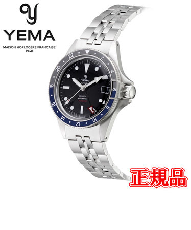 YEMA 腕時計 メンズ YGMT22A39-AMS スーパーマン500 GMT 自動巻き ブラックxシルバー アナログ表示