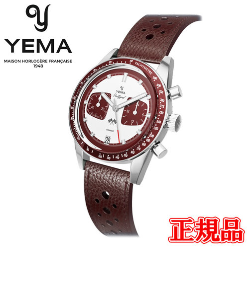 20%OFF 正規品 YEMA イエマ ラリーグラフ メカ クォーツ レッド レザーストラップ メンズ腕時計 送料無料 YMHF1580-LL