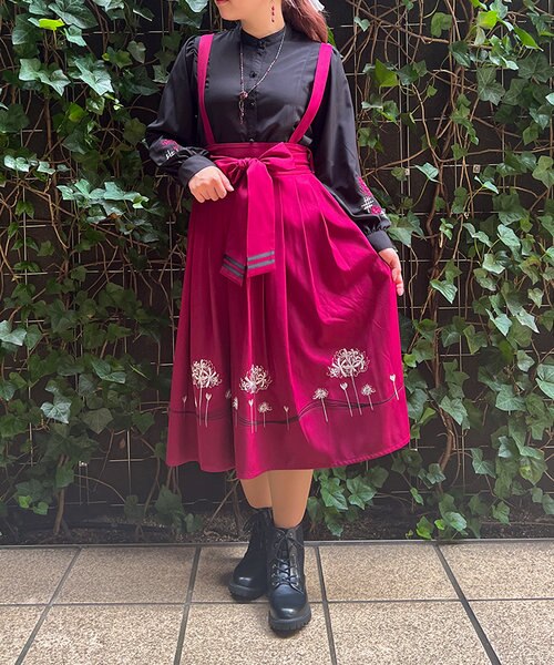 彼岸花刺繍入りブラウスxIchigomikou桜と明かり夜景スカート やすくっ