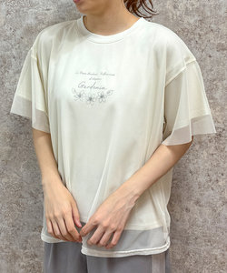 チュール重ねロゴＴシャツ