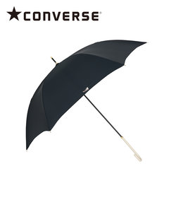 CONVERSE 長傘 レディース メンズ 傘 軽量 265g 超はっ水 60cm 6本骨 手開き 安全カバー付き ワンポイント ロゴ 刺繍 ブラック 20121