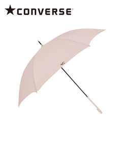 CONVERSE 長傘 レディース メンズ 傘 軽量 265g 超はっ水 60cm 6本骨 手開き 安全カバー付き ワンポイント ロゴ 刺繍 ピンク 20124