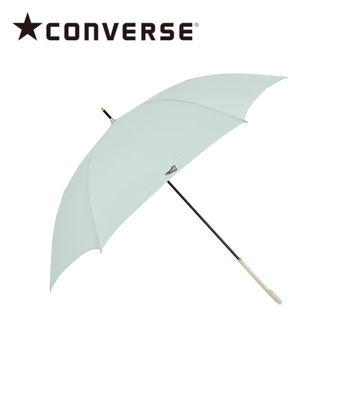 CONVERSE 長傘 レディース メンズ 傘 軽量 265g 超はっ水 60cm 6本骨 手開き 安全カバー付き ワンポイント ロゴ 刺繍 ミントグリーン 20126