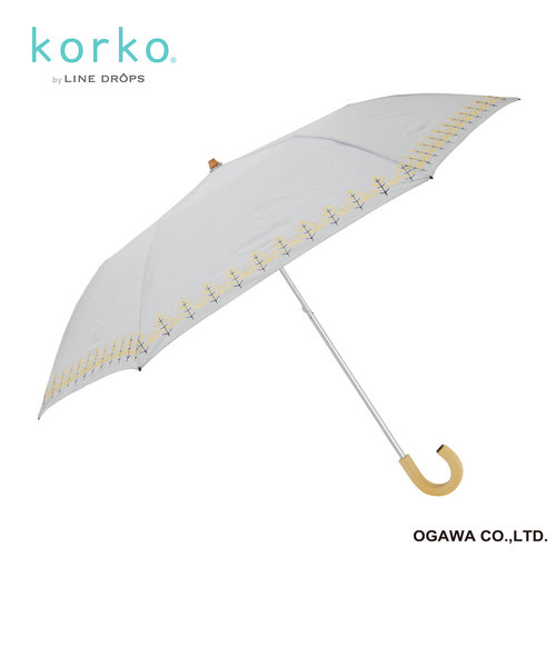 korko（コルコ）の晴雨兼用2段ミニ刺繍折りたたみ日傘【菜の花】