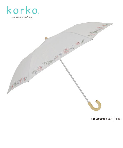 korko（コルコ）の晴雨兼用2段ミニ刺繍折りたたみ日傘【サマーガーデン】