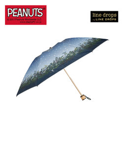 PEANUTS/LINEDROPSの晴雨兼用折りたたみ日傘 キャンバスパラソル【スヌーピー/イルミネーション】