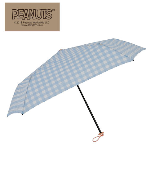 PEANUTS/One'sPlusの折りたたみ雨傘 DailyLineシリーズ【かくれんぼチェック/サックス】