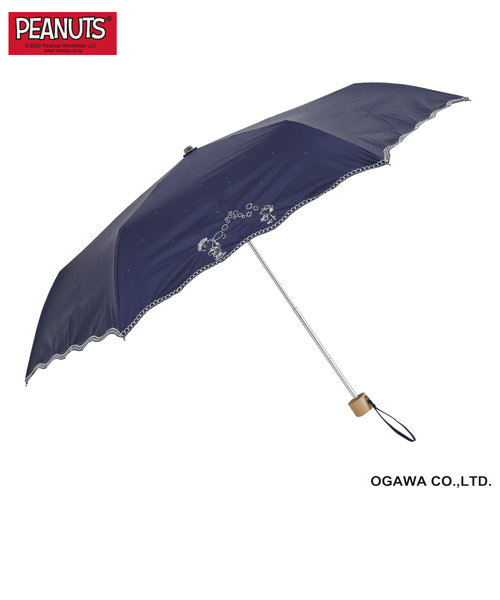 PEANUTS/One'sPlusの晴雨兼用折りたたみ日傘【バブル／ネイビー（ワンポイント刺繍）】