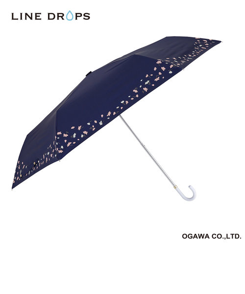 UV変色プリントパラソル折畳傘　55㎝　フラワー／ネイビー