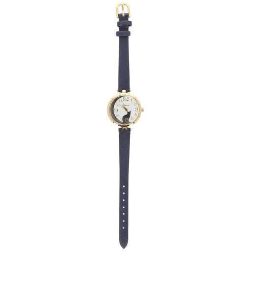 腕時計 レディース かわいい 通販 ガット 丸型 ウォッチ アナログ リストウォッチ ファッションウォッチ 月 黒猫 fieldwork フィールドワーク