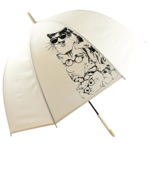 ビニール傘 65cm 通販 ドーム型 傘 長傘 雨傘 かさ レディース 大きめ おしゃれ 手開き 大人 かわいい 猫 ねこ ネコ POE グラスファイバー骨