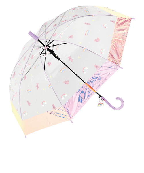 傘 子供用 女の子 通販 55cm ビニール傘おしゃれ 雨傘 長傘 オーロラ ワンタッチ傘 ジャンプ傘 かさ カサ グラスファイバー骨 小学生 キッズ 子ども