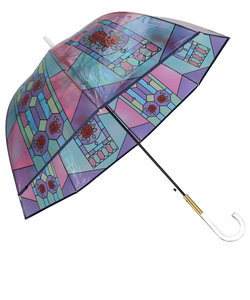 傘 レディース 大きめ 通販 長傘 60cm ビニール傘 ジャンプ傘 雨傘 ワンタッチ傘 婦人傘 かさ カサ ステンドグラス風 大きい おしゃれ かわいい