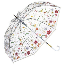 wpc 傘 ビニール傘 通販 レディース ジャンプ 透明 刺繍 長傘 雨傘 ジャンプ傘 オシャレ 大人 かわいい 花 フラワー 花柄 グラスファイバー 丈夫