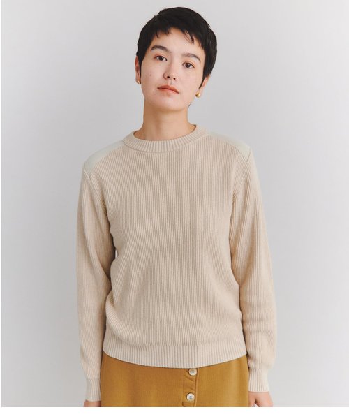 【手洗い可能】Organic Cotton Wool Rib パッチ配色ニット