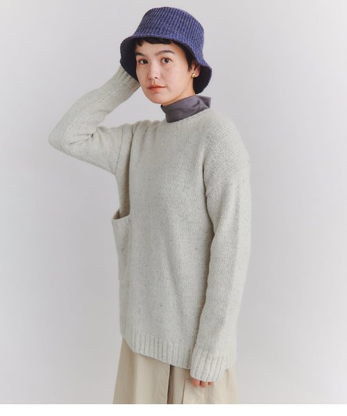 Low Gauge Nep Knit アシンメトリーパッチポケットニット