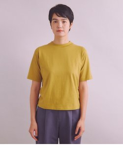 ［Elama］Organic Cotton Cross Jersey 5分袖モックネックプルオーバー