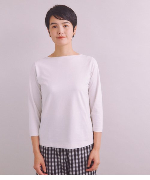 Elama］Organic Cotton Cross Jersey ボートネックプルオーバー