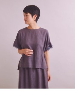 Twist Linen 袖フリルブラウス