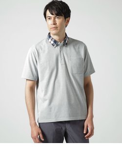 【吸水速乾】COOL COMFORT ニューヨーカータータン布帛襟 ボタンダウンポロシャツ