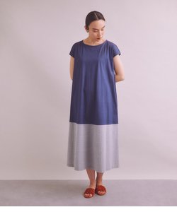 Cotton Mix Warp Jersey バイカラーワンピース