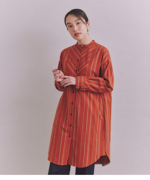 Organic Cotton Stripe ブザムシャツワンピース