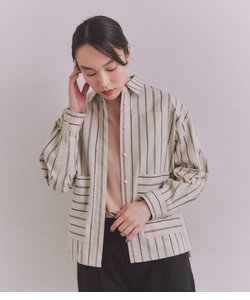 Organic Cotton Stripe ビッグポケットシャツ