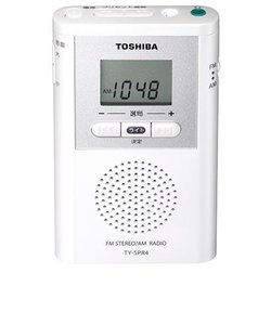 東芝/TOSHIBA/ポケットラジオ【AM/FM/LEDライト付/イヤホン付/ホワイト】  TY-SPR4-W