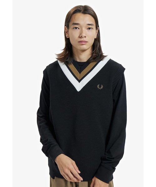 Striped V-Neck Knitted Tank - K4527 | FRED PERRY（フレッドペリー