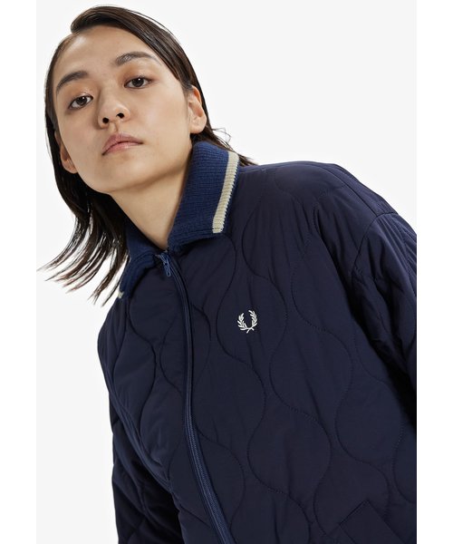 ESPRIT - Quilted jacket with rib knit collar at our online shop