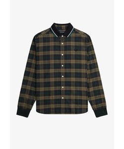 Knitted Collar Tartan Shirt - M5649
